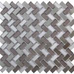 Dusk Grey Herringbone Glass & Mirror Mosaic Tile - 290x270mm