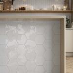 Hope White  Hexagon Gloss Ceramic Wall Tole - 150x173mm