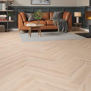 EURO White-Washed Oak Herringbone SPC LVT – 8mm Rigid Core, Valinge 5Gi