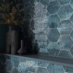 Hope Blue Hexagon Gloss Ceramic Wall Tile - 150x173mm