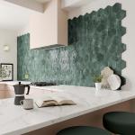Hope Green Hexagon Gloss Ceramic Wall Tile - 150x173mm