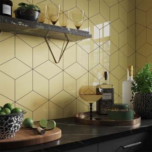 Rhomboid Yellow Ceramic Wall Tile - 152x263mm