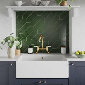 Cast Bottle Green Glazed Ceramic Wall Tile - 100x300mm