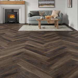 EURO Golden Brown Oak Herringbone SPC LVT – 6.5mm Rigid Core