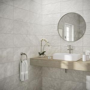 Skye Grey Gloss Ceramic Structured Decor Wall Tile - 250x500mm