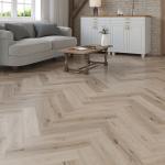 EURO Whitewashed Grey Oak Herringbone SPC LVT – 5mm Rigid Core