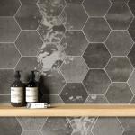 Hope Ash Hexagon Gloss Ceramic Wall Tile - 150x173mm