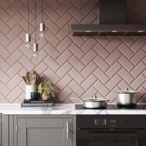 Metro Pink Ceramic Wall Tile - 100x200mm